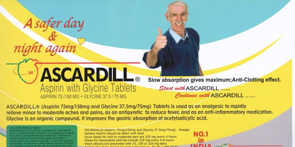 Ascardill (Aspirin 75mg 150mg and Glycine 37mg 75mg) Taj Pharma