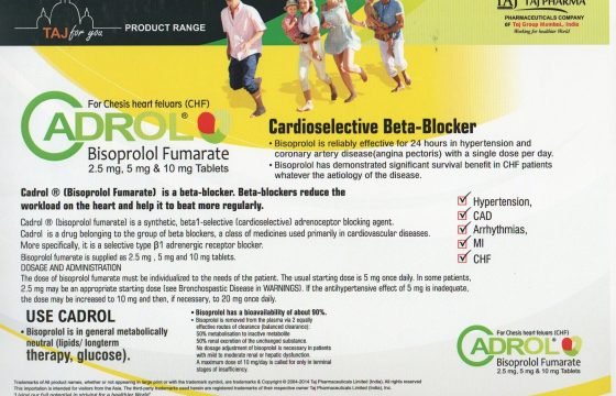 Cadrol Bisoprolol Fumarate 2.5mg 5mg & 10mg Tablets