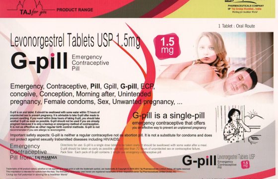 Levonorgestrel 1.5 MG BP Tablets (G-PILL)