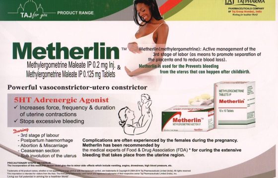 Methylergometrine Maleate 0.2mg Injection and 0.125mg Tablets (Metherlin)