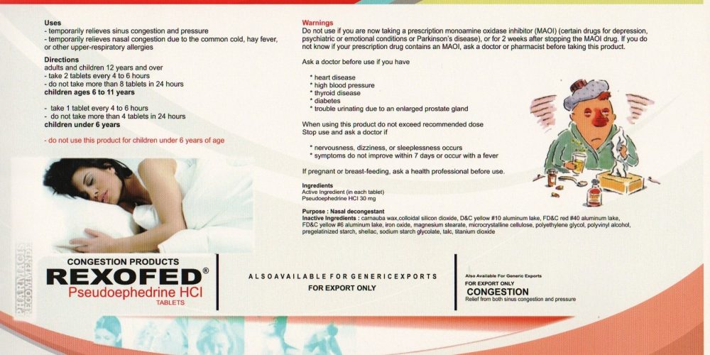 Pseudoephedrine HCL 120mg Tablets (Rexofed)