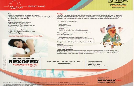 Pseudoephedrine HCL 120mg Tablets (Rexofed)