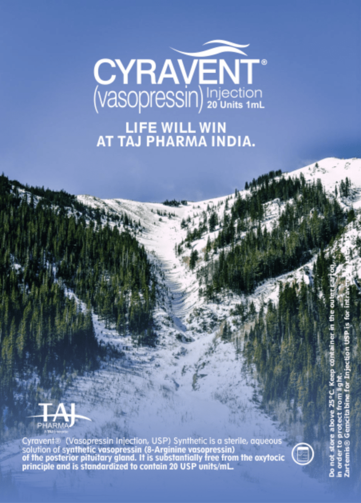 Vasopressin Injection USP 20IU/ml (Cyravent) Taj Pharma India