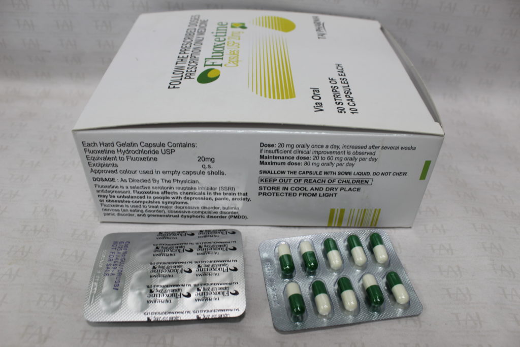 Find here Fluoxetine HCL 20mg Capsules FDA approved, Fluoxetine HCL 20mg Capsules manufacturers, suppliers & exporters in India. Get contract manufacturing for Fluoxetine HCL 20mg Capsules, Find best price for Fluoxetine HCL 20mg Capsules generic drug and Fluoxetine HCL 20mg Capsules generic version available at best price from GMP approved manufacturer.