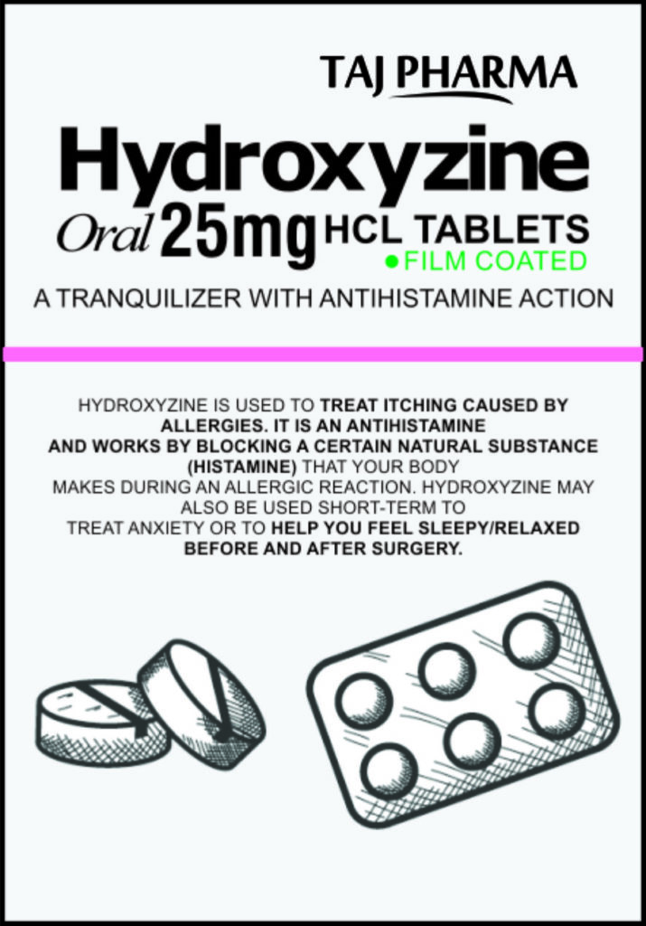 Hydroxyzine Hydrochloride Tablets USP 25mg Taj Pharma