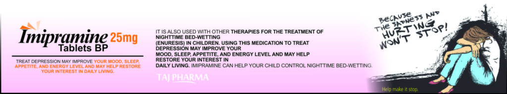 Imipramine Hydrochloride Tablets USP 25mg Taj PharmaImipramine Hydrochloride Tablets USP 25mg Taj Pharma