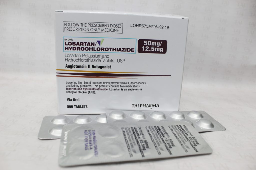 Taj Pharma is WHO-GMP Certified Pharmaceutical Wholesaler of Losartan Potassium Hydrochlorothiazide 12.5mg Tablets, Losartan Potassium Hydrochlorothiazide 12.5mg Tablets Supplier, Losartan Potassium Hydrochlorothiazide 12.5mg Tablets Exporters from India. Taj Pharma holds excellent record in manufacturing of Losartan Potassium Hydrochlorothiazide 12.5mg Tablets from India.
