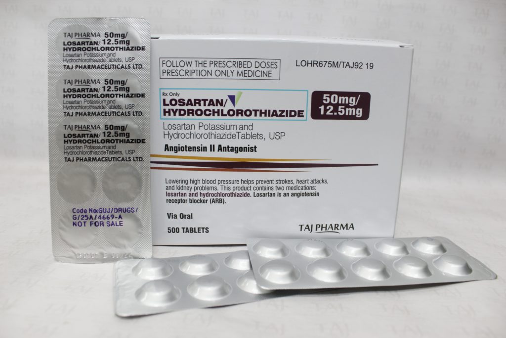 Find here Losartan Potassium Hydrochlorothiazide 12.5mg Tablets FDA approved, Losartan Potassium Hydrochlorothiazide 12.5mg Tablets manufacturers, suppliers & exporters in India. Get contract manufacturing for Losartan Potassium Hydrochlorothiazide 12.5mg Tablets, Find best price for Losartan Potassium Hydrochlorothiazide 12.5mg Tablets generic drug and Losartan Potassium Hydrochlorothiazide 12.5mg Tablets generic version available at best price from GMP approved manufacturer.