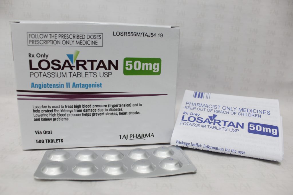 Losartan Potassium 50mg Tablets manufacturers & Losartan Potassium 50mg Tablets suppliers in India. Taj Pharmaceuticals, the well-known Losartan Potassium 50mg Tabletsmanufacturer in India gives the assurance of high-quality and purity. The company carries the rich experience in manufacturing of Losartan Potassium 50mg Tablets. Taj Pharmaceuticals is reputed manufacturer and Losartan Potassium 50mg Tablets suppliers from India. Get contact for Losartan Potassium 50mg Tablets manufacturing companies from India.
