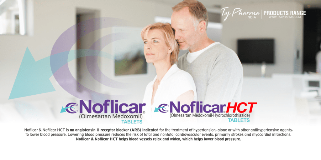 Taj Pharmaceuticals, the well-known Noflicar Olmesartan Medoxomil Tablets Manufacturer in India gives the assurance of high-quality and purity. The company carries the rich experience in the niche manufacturing of Noflicar Olmesartan Medoxomil Tablets. Taj Pharmaceuticals is reputed manufacturer and Noflicar Olmesartan Medoxomil Tablets suppliers in India.