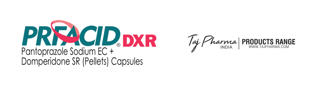 Taj Pharmaceuticals, the well-known Prfacid-dxr Pantoprazole Domperidone SR 40mg+30mg Capsules Manufacturer in India gives the assurance of high-quality and purity. The company carries the rich experience in the niche manufacturing of Prfacid-dxr Pantoprazole Domperidone SR 40mg+30mg Capsules. Taj Pharmaceuticals is reputed manufacturer and Prfacid-dxr Pantoprazole Domperidone SR 40mg+30mg Capsules suppliers in India.