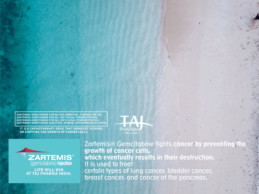 Taj Pharma is WHO-GMP Certified Pharmaceutical Wholesaler of Zartemis Gemcitabine for Injection, Zartemis Gemcitabine for Injection Supplier, Zartemis Gemcitabine for Injection Exporters from India. Taj Pharma holds excellent record in manufacturing of Zartemis Gemcitabine for Injection from India.